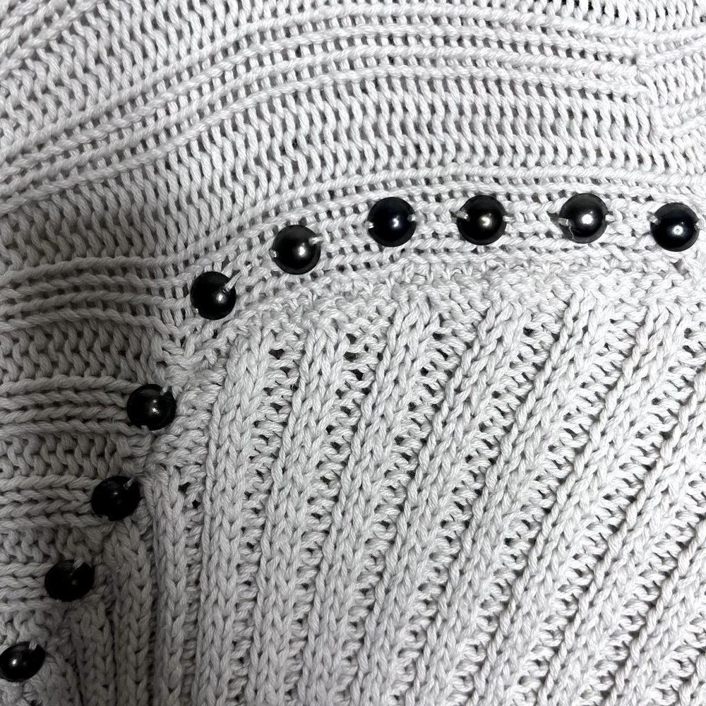 PHILOSOPHY Womens Gray Studded Cable Knit Sweater Size 0X - Picture 7 of 13